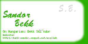 sandor bekk business card